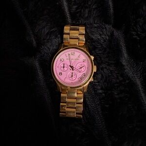 Michael Kors Gold Bracelet Watch with Pink Dial